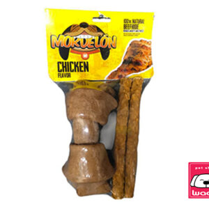 SNACKS HUESO CARNAZA 4″  MAS 2 PALITOS SABOR POLLO MORDELON LBV