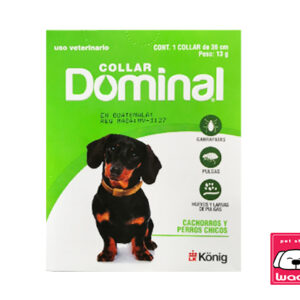 COLLAR DOMINAL 3 MESES DURACIÓN 36 CM LARGO PERROS DE 5KG (Elimina huevos, larvas, pulgas,garrapatas)