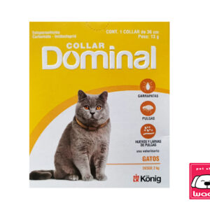 COLLAR DOMINAL 3 MESES DURACIÓN 36 CM GATO (Elimina huevos, larvas, pulgas,garrapatas)