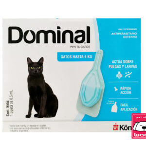 PIPETA DOMINAL GATO 0.5 ML HASTA 4 KG 8.8 LB (Elimina huevos, larvas, pulgas)