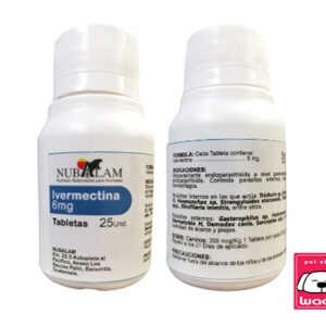 IVERMECTINA 6 MG 25 TABLETAS USO VETERINARIO ( ácaros, piojos y otros)